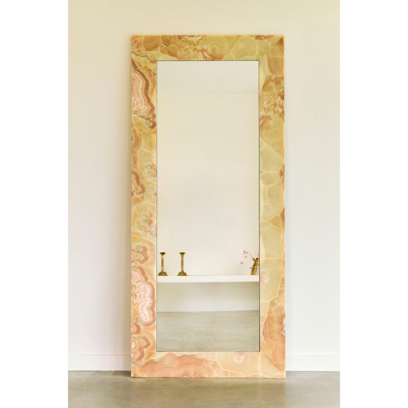 Suna 35 in. x 79 in. Natural Stone Rectangular Framed Mirror