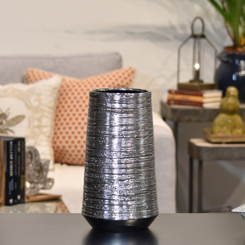 Table Vase, Silver, 11.5" H x 6.5" W x 6.5" D