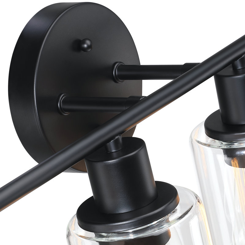 Éclairage pour meuble-lavabo Berume, Laiton vieilli, Deux lumières, Noir mat