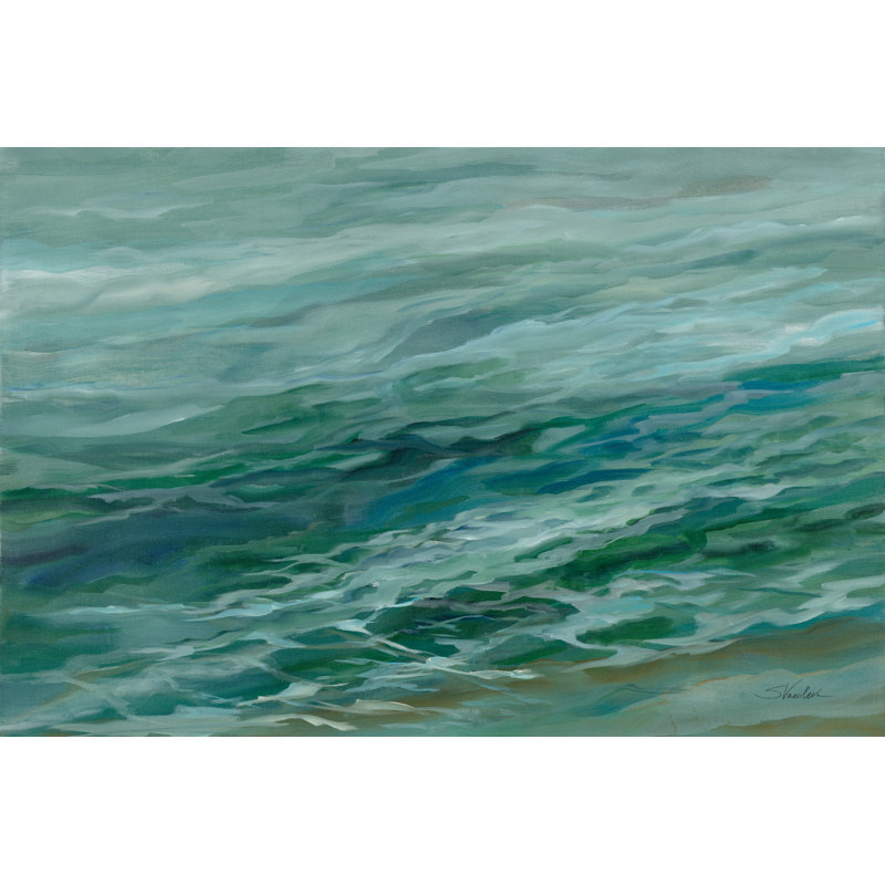 «Viridian Sea» par Silvia Vassileva - reproduction, H 12 po x l 18 po, Non, Silver Single Picture Framed Paper