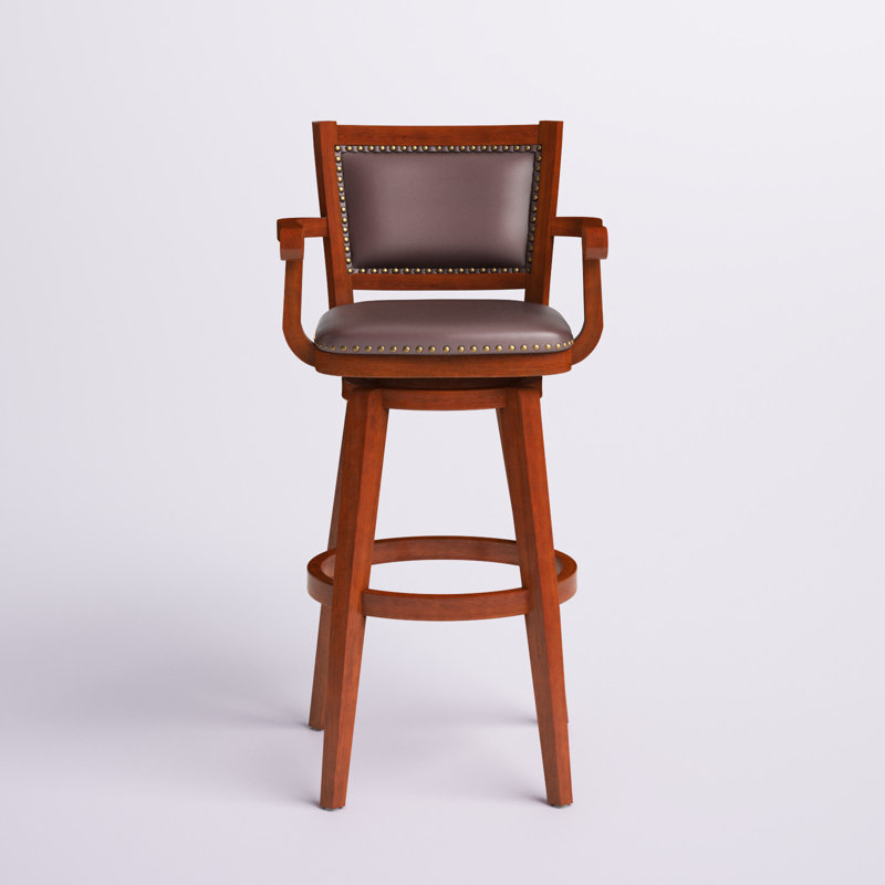 Angelija Extra Tall Swivel Bar Stool, Cherry