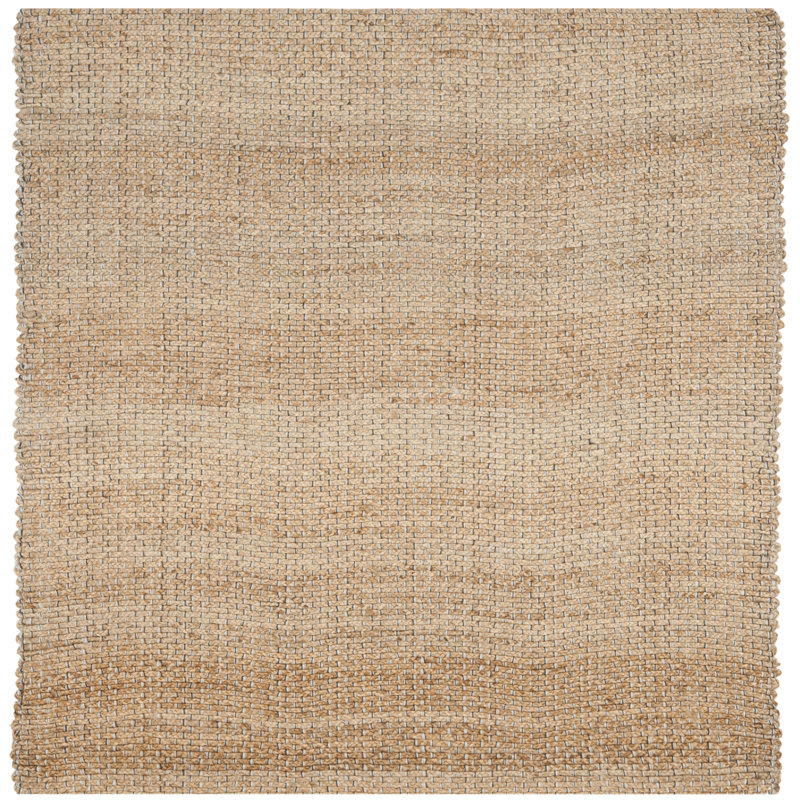 Debroh Natural Fiber Hand Woven Jute Solid Color Rug, Square 6'