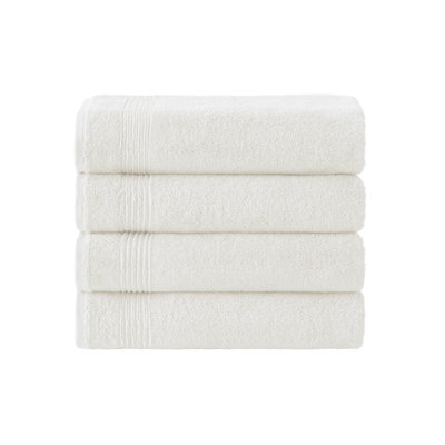 Ozdilek 4-Piece Bath Towels, 27x54, 100% Turkish Cotton, Luxury Quick Dry, Extra Large, Fade-Resistant, Eco-Friendly, Spa Towel, Comfortable (Ivory)