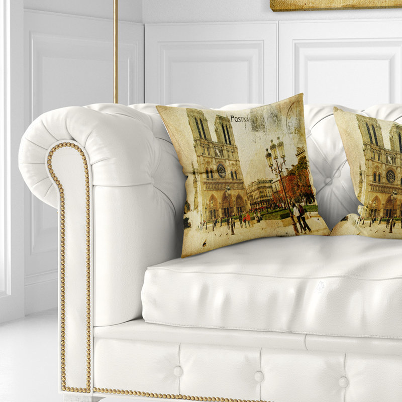 Oreiller pour carte cathedral notre dame, 16 po x 1 po, Coussin décoratif