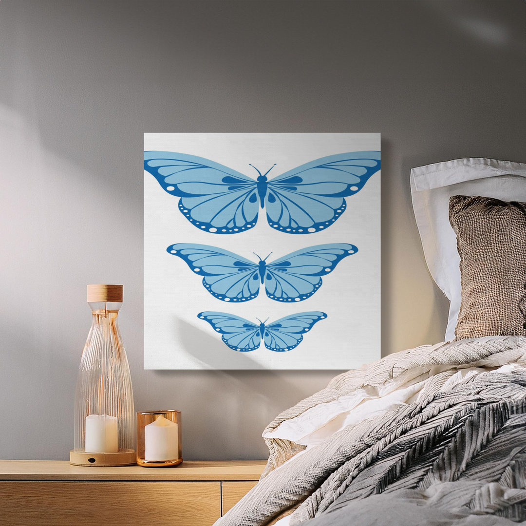 Blue Butterfly Canvas Wall Art, Minimalist Nursery Decor, Whimsical Kids Room Art, Modern Butterfly Print, Nature Lover Gift for Her