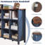 Bibliothèque à 9 cubes, bibliothèque campagnarde de 47 pouces de large bleu marine, grande bibliothèque ouverte en bois à 3 niveaux, bibliothèque horizontale rétro pour bureau personnel, armoire de rangement à casiers pour le salon-392899089-392899095