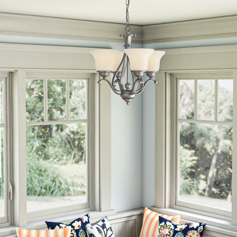 Macalla 4 - Light Steel Dimmable Empire Chandelier, Brushed Nickel