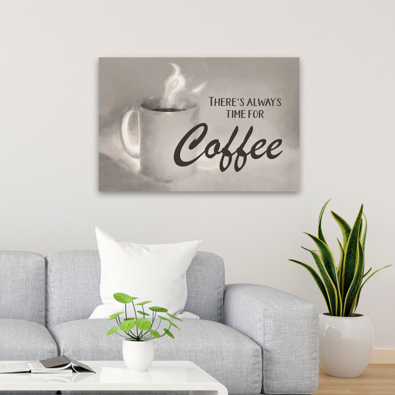 «It's Always Time For Coffee - Contemporary Coffee Cup Steam Art inspirant», H 24 po x l 36 po