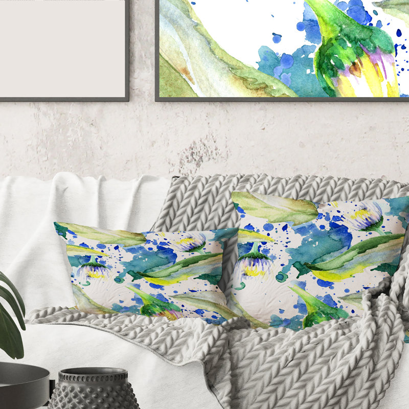 Housse et insert de coussin rectangulaire Daisy Flowers Aquarelle Impression I