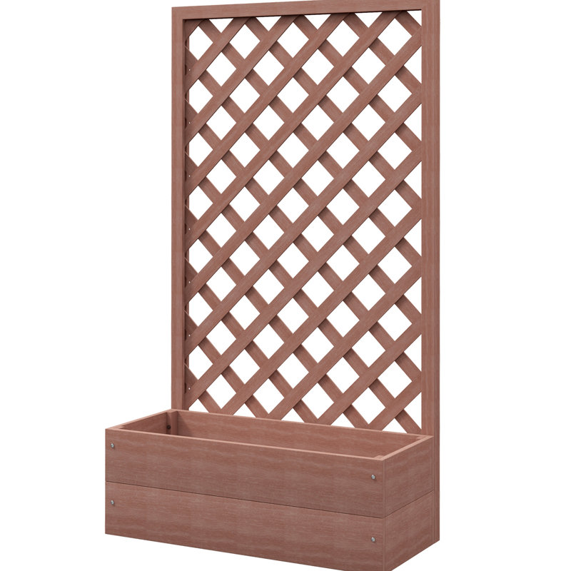 Lit de jardin surélevé en treillis, eau - pour les herbes, 29,5 po x 13,25 po x 53,25 po, lit de jardin à fleur brune avec treillis, 13,25 po de largeur