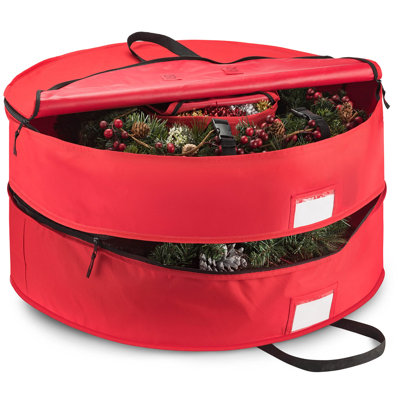 Christmas Wreath Storage Container 30 Inch - Wreath Bag Fits 2 Wreaths Box - 600D Oxford Fabric - Interior Compartment for Storing Garlands, Wreaths S