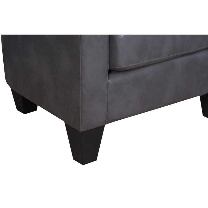 Ellen Enzo Upholstered Barrel Chair Faux Leather, Charcoal Gray Faux Leather