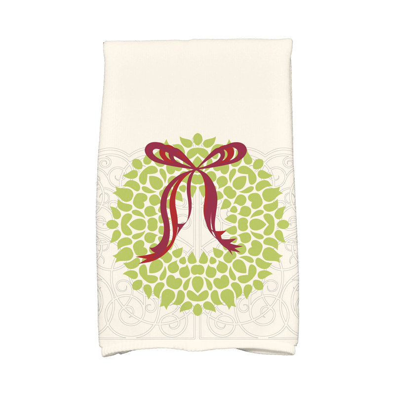 Sheatown Hand Towel, White/Light Green/Red
