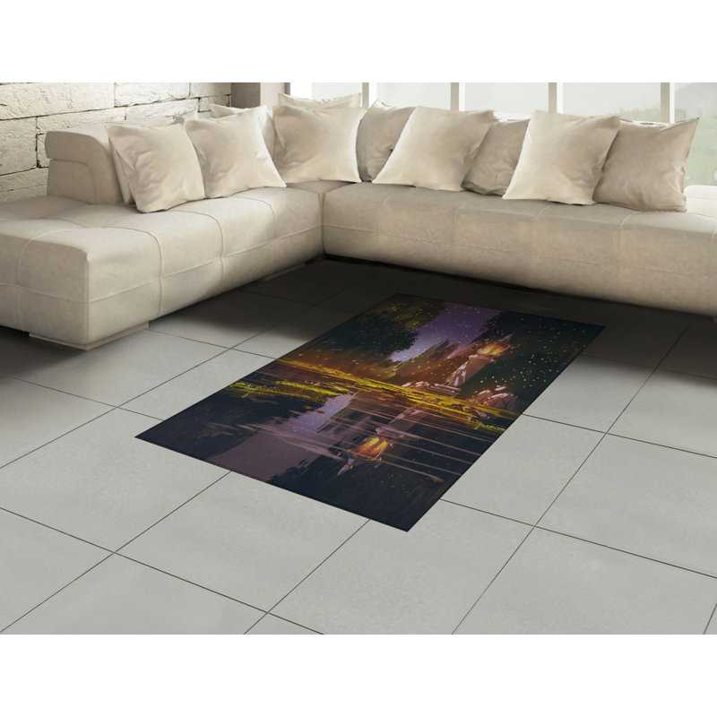 Landscape High Density Long Fiber Poly Threads Decorative Area Rug Carpet, Rectangle 4' x 5'8"