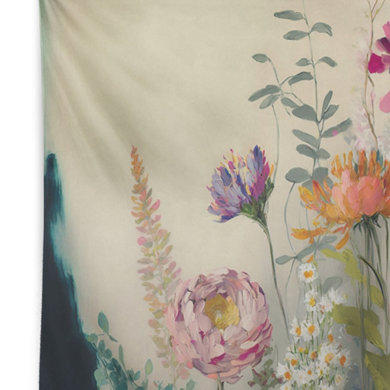 Painted Blossoming Wildflowers I Polyester Tapestry, 32" H x 39" W