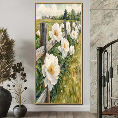 Hatchett, pivoines dans la clôture pastorale II - pivoines, art mural