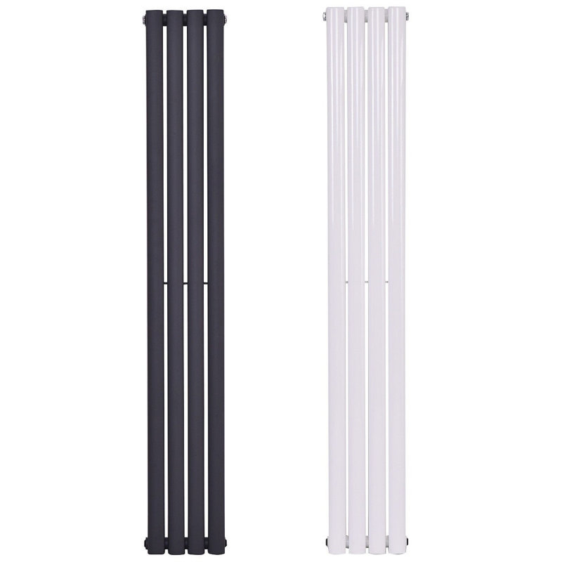 Beatrix Vertical Designer Radiator, 160cm H x 24cm W x 6cm D, Black