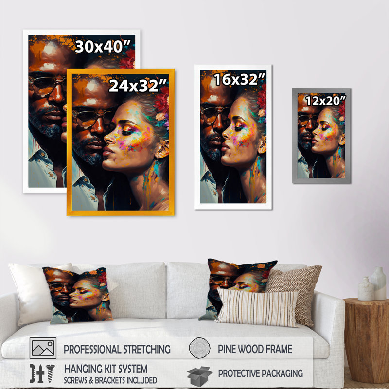 - Art mural traditionnel sur toile, H 20 po x l 12 po x P 1 po, Cadre photo noir