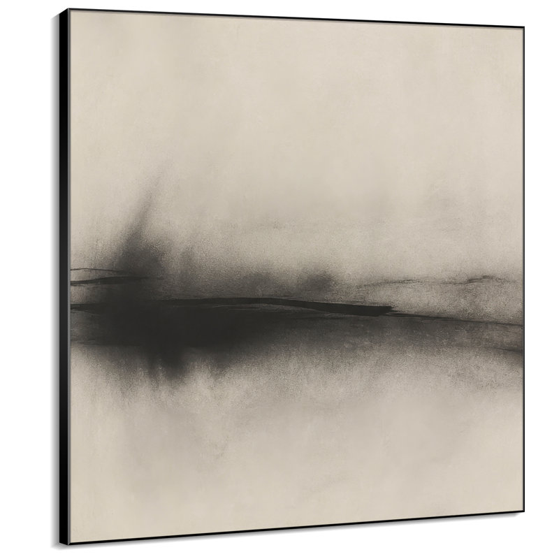 Très grande reproduction d'art sur toile - Abstrait horizon noir et beige doux pour le salon ou la chambre à coucher - «Assemblage requis du cadre (cadre non fini)»