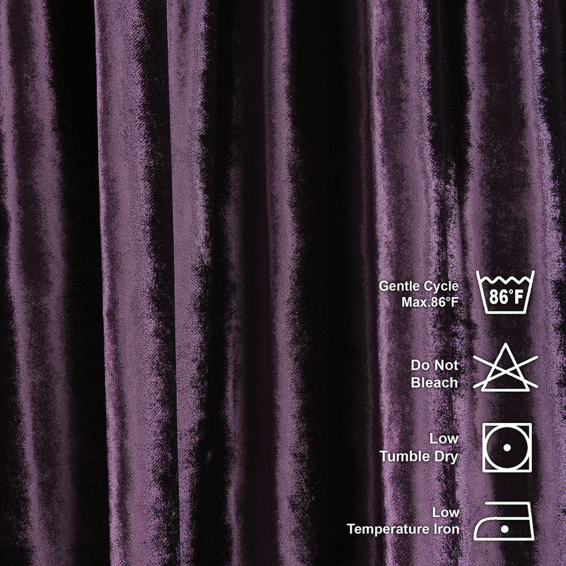 Velvet Semi-shee Single Curtain Panel, Mauve, 190cm Width x 265cm Drop