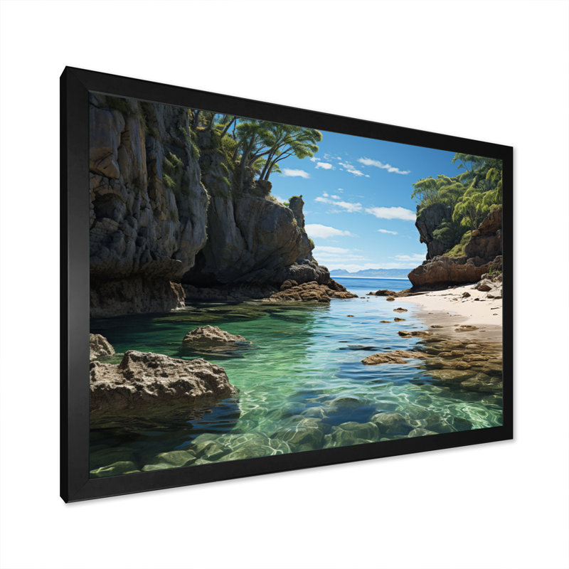 Allanna Beach Rocky Retreat II - impression, H 30 po x l 40 po x P 1,5 po, Cadre simple noir
