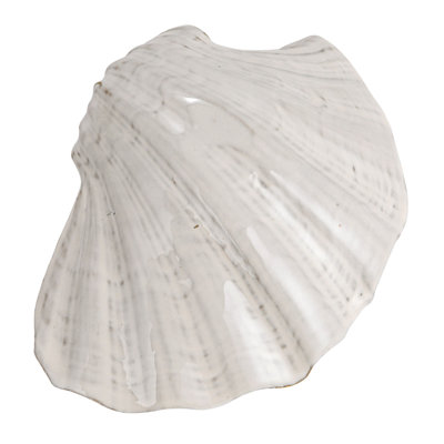 Koeppe Stoneware Shell Plate with Reactive Crackle Glaze, White