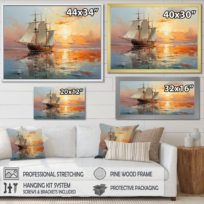 " Sailboat Ocean Dance II ", 30" H x 40" W x 1.5" D, Black Single Picture Framed