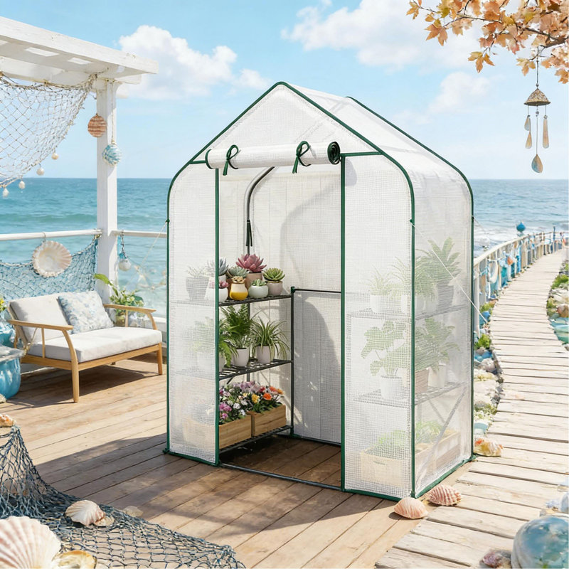 Spacious Outdoor Garden Greenhouse With 6 Shelves, Robust PE Cover, And Easy Setup For Year-Round Plant Protection And Growth
