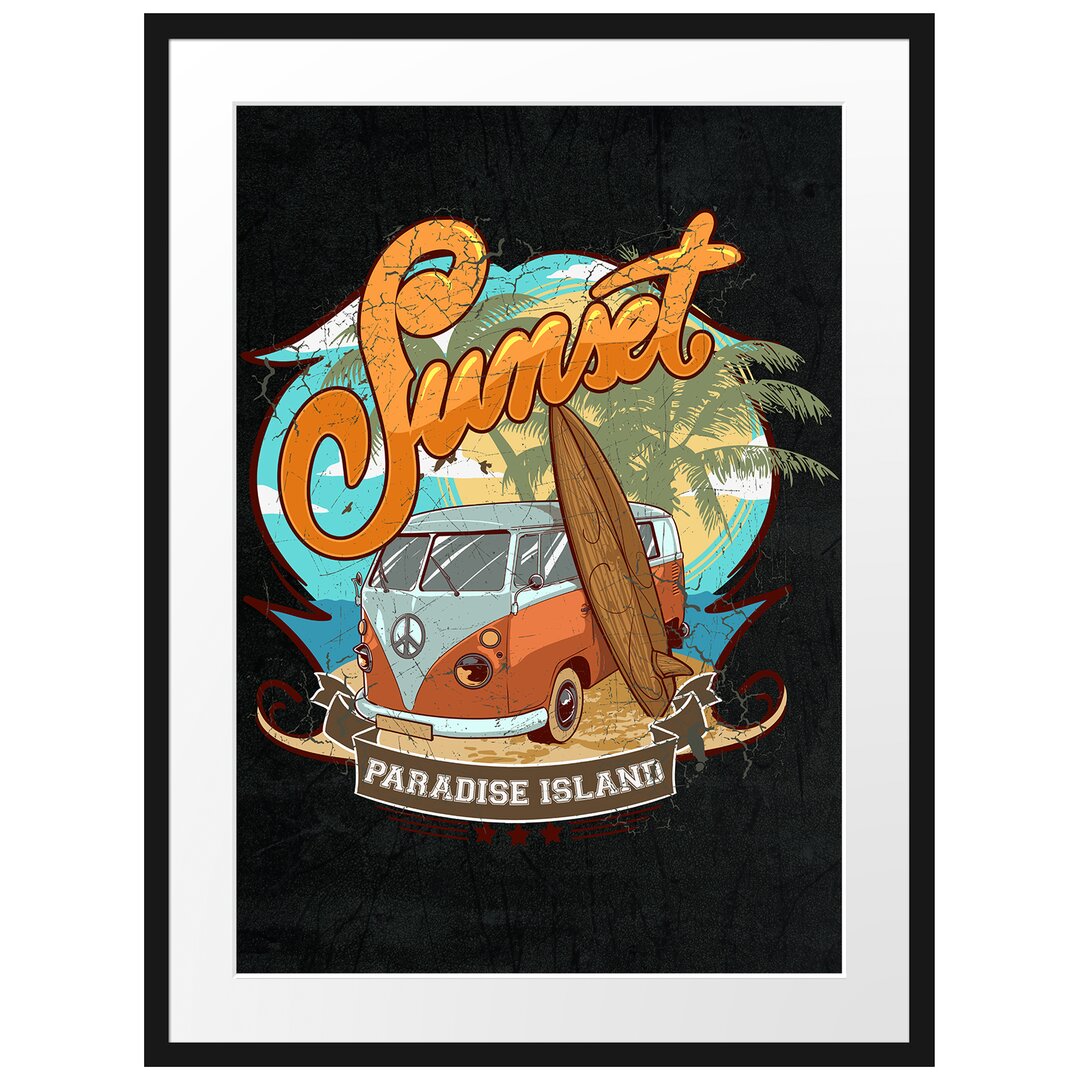 Gerahmtes Poster Sunset-Paradise-Island Black