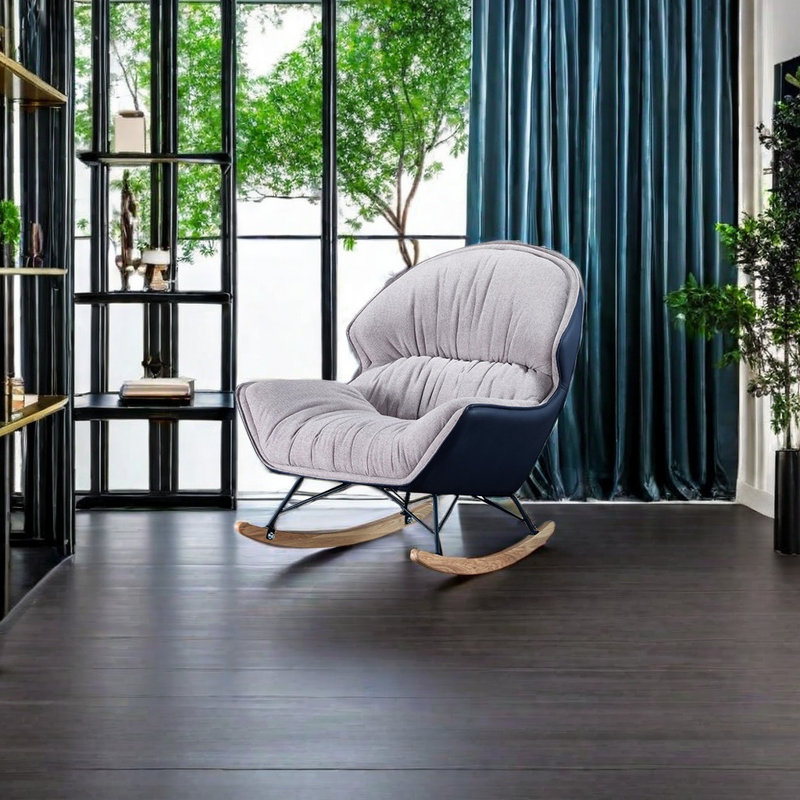 Chaise berçante décontractée Fashion Creative Home, Gris / Bleu foncé