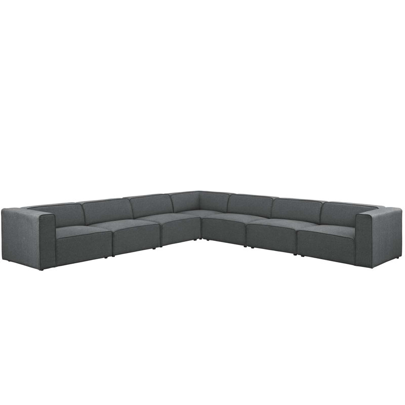 Ensemble de canapé modulaire en tissu 7 pièces Mingle par Modway, Velours gris performance