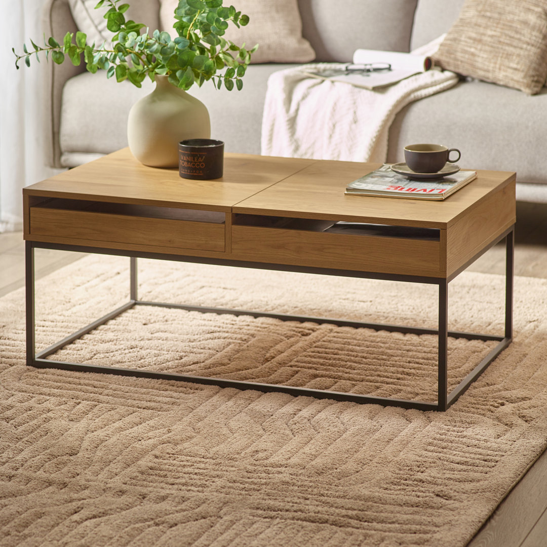 Lift Top Trestle Coffee Table with Storage