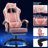 Reclining Ergonomic Faux Leather Swiveling PC & Racing Game Chair with Footrest-102871747-92609537
