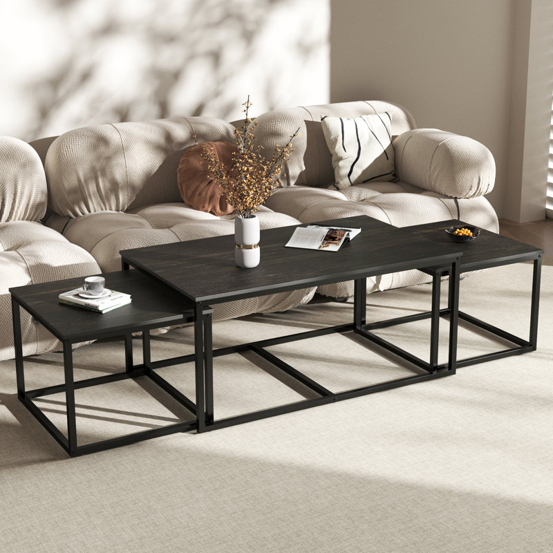3-Piece Nesting Coffee Table Set, black