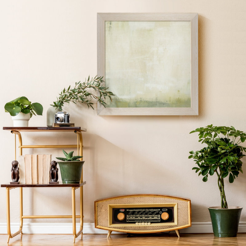 "Olive horizon I", reproduction d’art sur toile encadrée, H 20 po x l 20 po x P 1,5 po, Cadre blanc