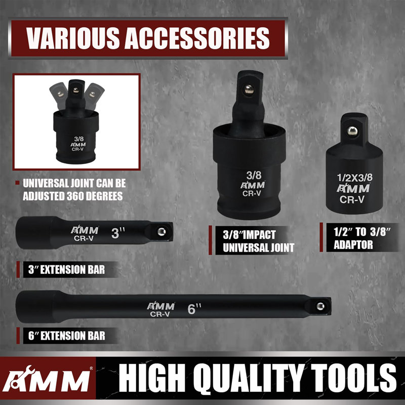 3/8" Drive Impact Socket Set