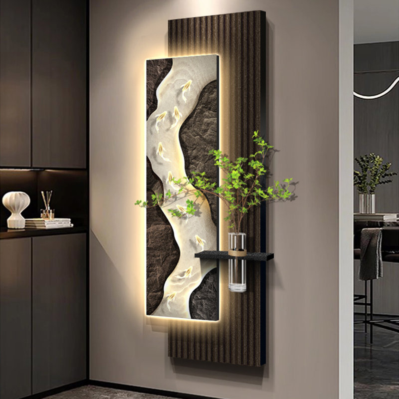 Peinture murale d'art moderne en grès, Café, H 47,24 po x l 15,75 po