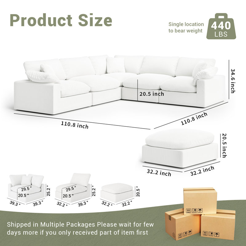 Canapé modulaire surdimensionné Cloud, Polyester blanc