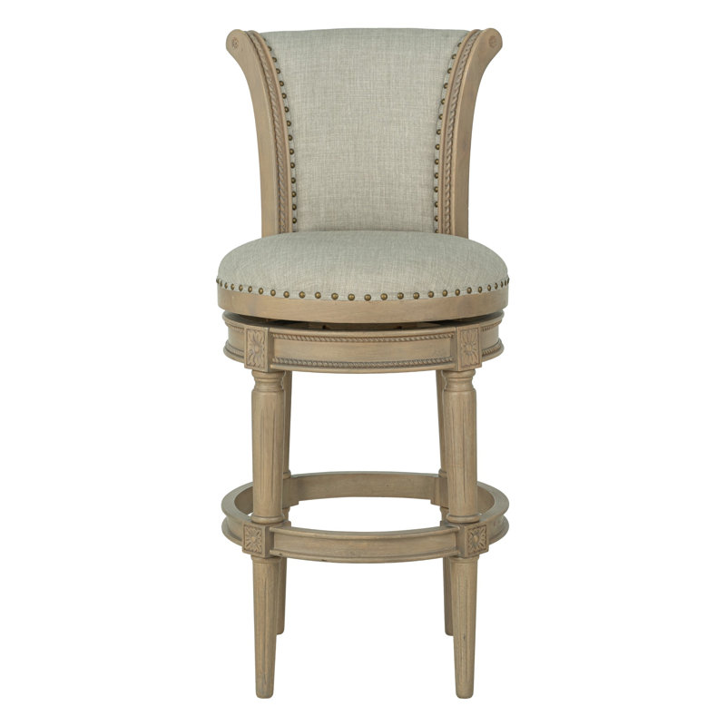  Tabouret tournant 31 "en chêne récupéré avec tissu gris cendré Runyan, 1, 45