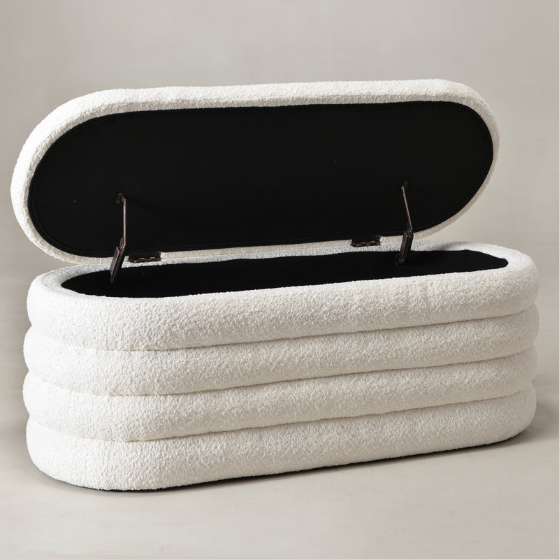 Banc de rangement rembourré en polyester de 46,5 po de largeur, Blanc