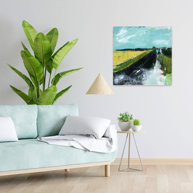 Paysage ouvert contemporain abstrait, art naturel, H 24 po x l 24 po