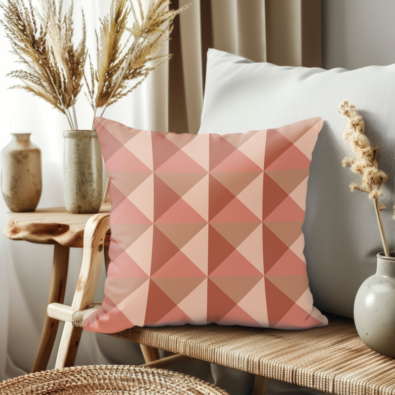 Housse de coussin, Motif floral rose, H 17,5 po x l 17,5 po