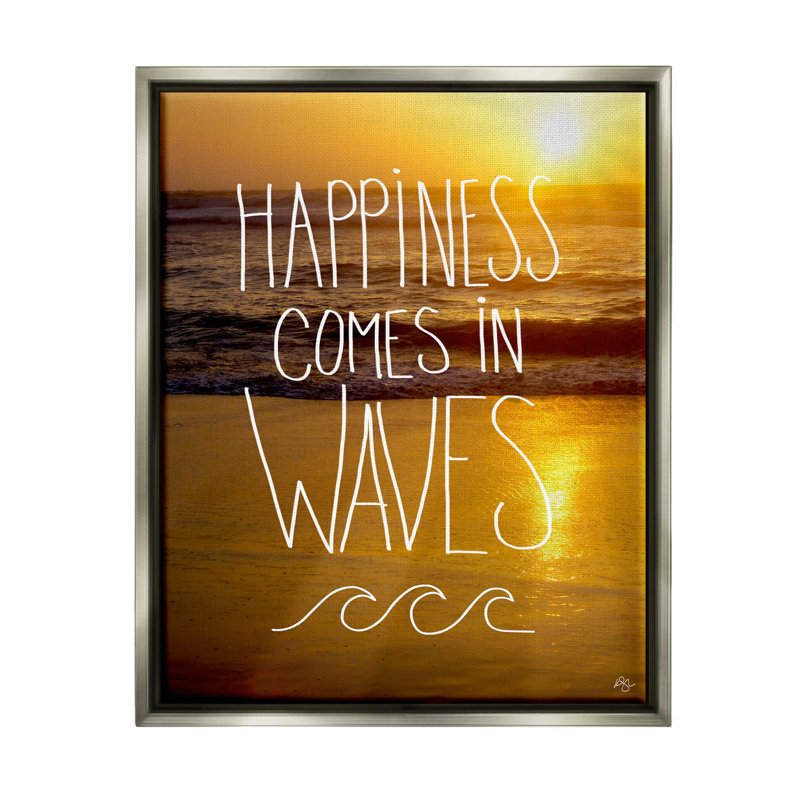 «Happiness Comes In Waves», estampe numérique encadrée par K. Kaufman, H 21 po x l 17 po x P 1,7 po