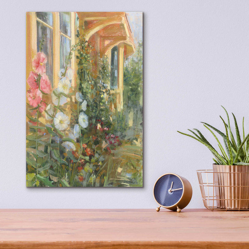 «Summer Hollyhocks» par Carol Rowan, H 16 po x l 12 po x P 0,13 po
