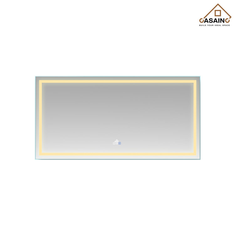 LED Bathroom Mirror Wall-Mounted Vanity Mirror with Anti Fog, Dimmable, Color Temperature Adjustable CASAINC Size: 36 x 72