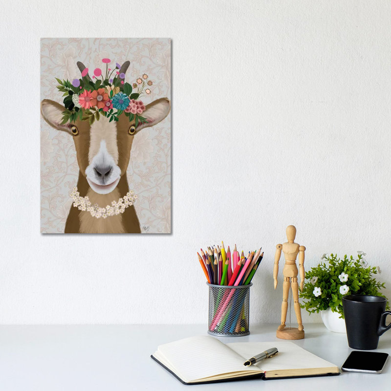«Goat Bohemian 3» par Fab Funky - impression sur toile tendue, H 12 po x l 8 po x P 0,75 po