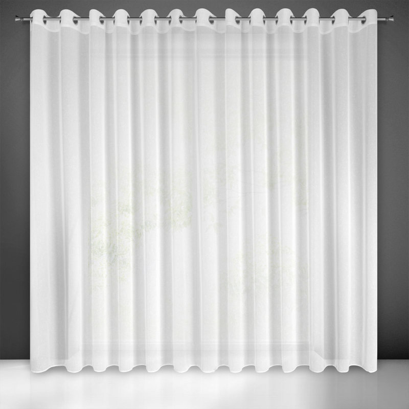 Karvel Sheer Curtain Single Panel, White, 250cm H x 300cm W