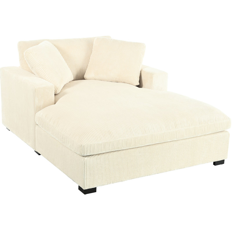 Chaise longue longue de 70,9 po - Structure en velours côtelé H 33,1 po confortable et élégante, Beige