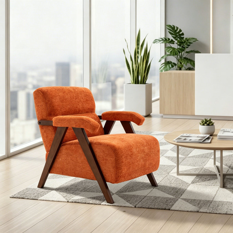 Chaise d'appoint Mid-Century, Orange