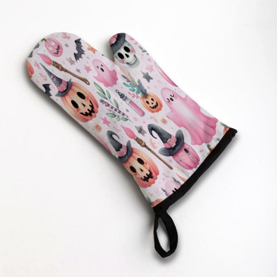 Pink Ghosts Oven Mitt Cotton Twill